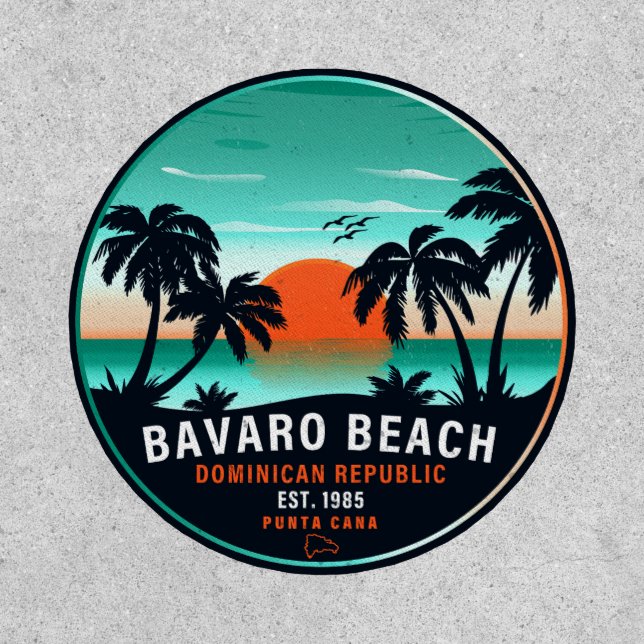 Bavaro Beach Dominican Retro Sunset Souvenir 60s Patch (Front)