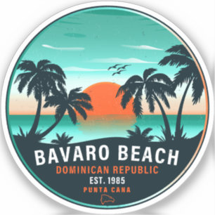Bavaro Beach Dominican Retro Sunset Souvenir 60s Sticker
