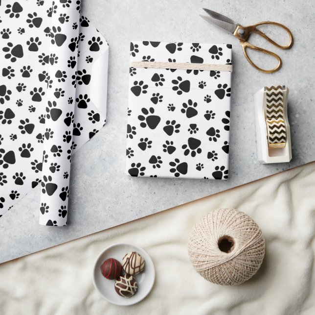Baw Prints Black and White Pattern Wrapping Paper (Crafts)