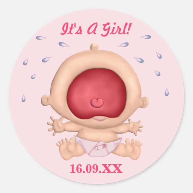 Bawling Baby It's A Girl Sticker (Front)