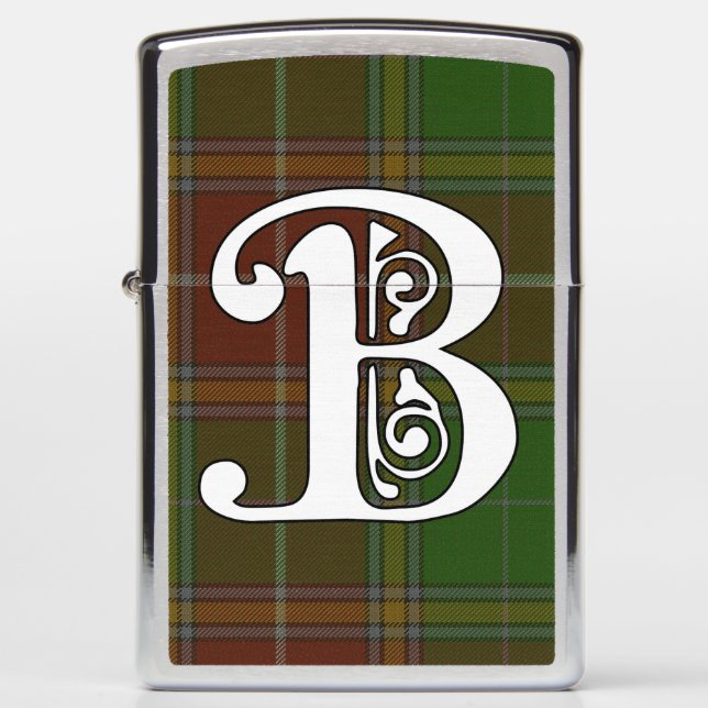 Baxter Clan Tartan Monogram Zippo Lighter (Front)