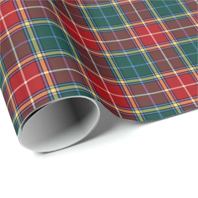 Baxter Clan Tartan Red and Dark Green Plaid Wrapping Paper (Roll Corner)