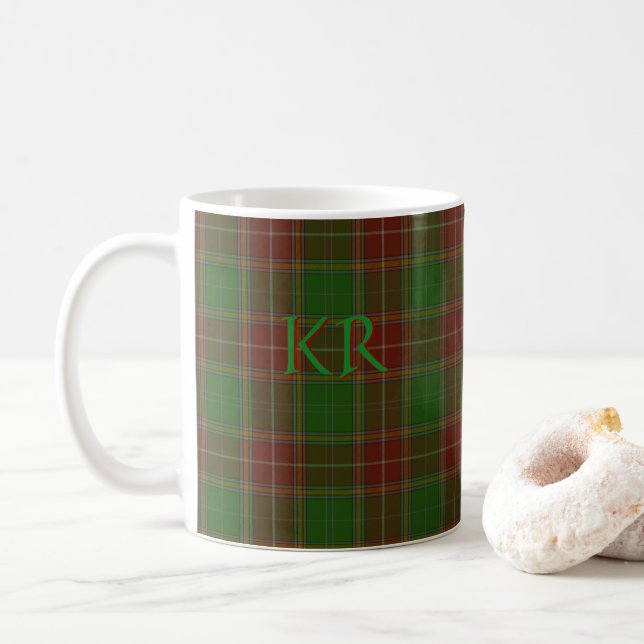 Baxter Clan Tartan with your monogram / initials Coffee Mug (With Donut)