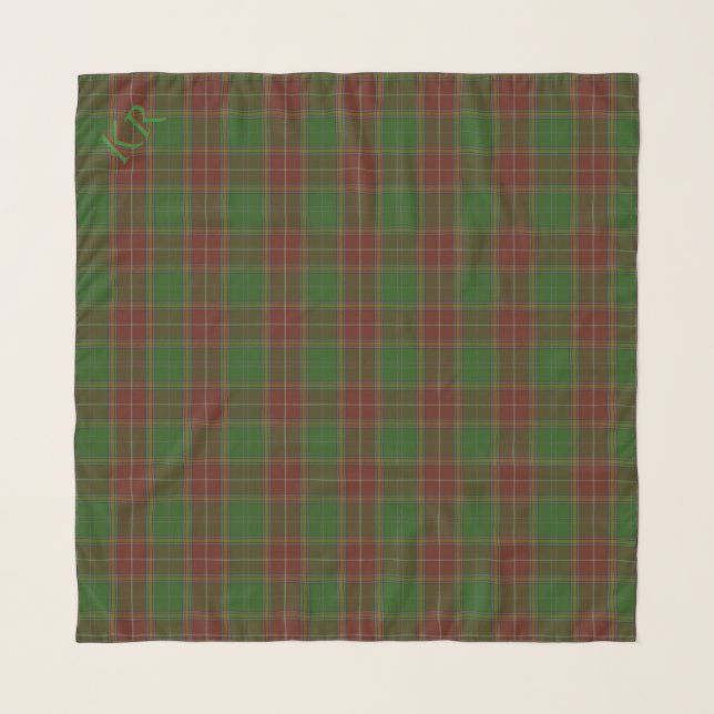 Baxter Clan Tartan with your monogram / initials Scarf (Front)