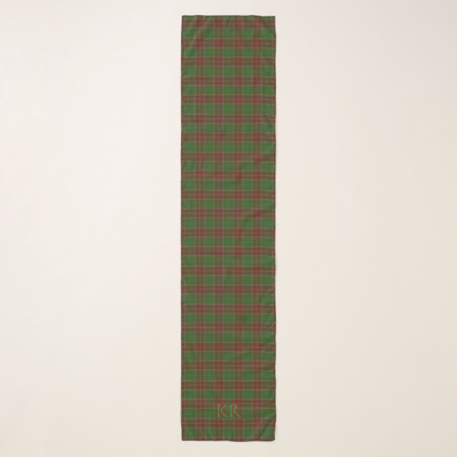 Baxter Clan Tartan with your monogram / initials Scarf (Front)