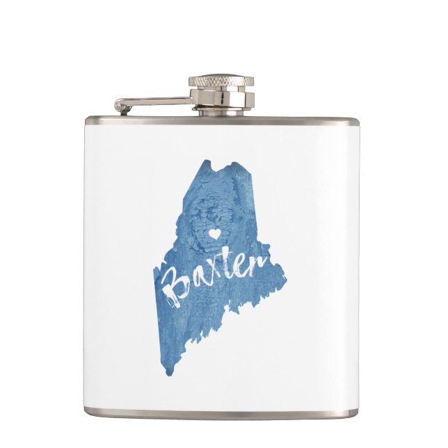 Baxter State Park Maine Wood Grain Flask (Front)