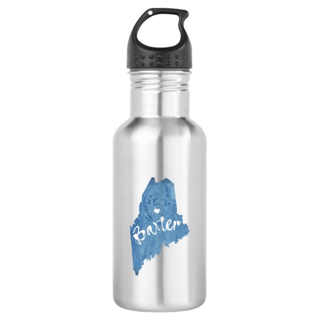 Baxter State Park Maine Wood Grain Stainless Steel Water Bottle (Front)