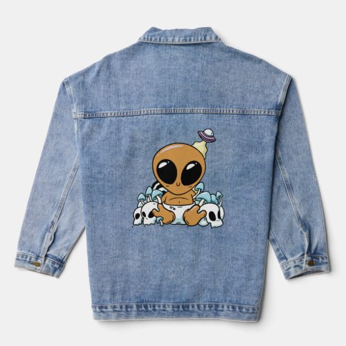 bay alien space aliens cute ufo  denim jacket