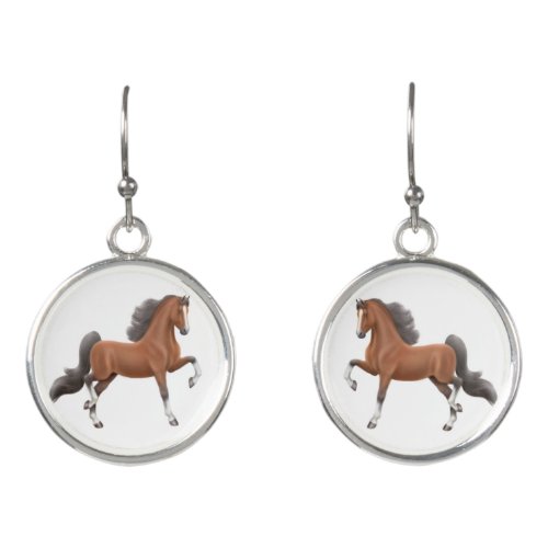 Bay American Saddlebred Horse Drop Earrings
