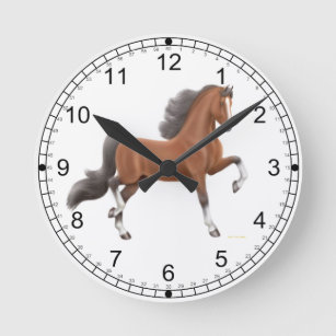 Bay American Saddlebred Horse Wall Clock