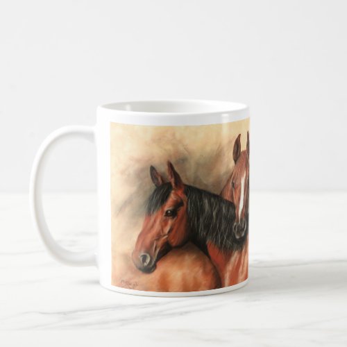 Bay and chestnut horses coffee mug