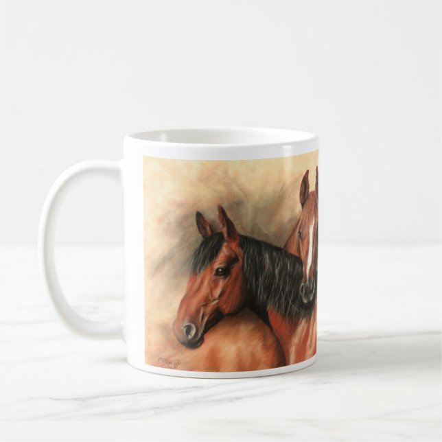 Bay and chestnut horses coffee mug (Left)