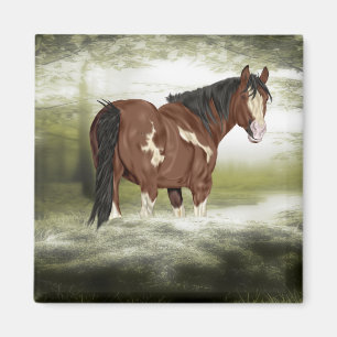 Bay and White Splash Overo Paint Horse Magnet