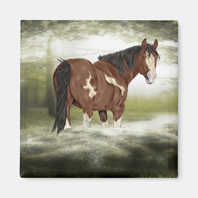 Bay and White Splash Overo Paint Horse Magnet (Front)