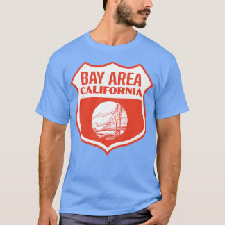 Bay Area California Retro Shield White on Red T-Shirt