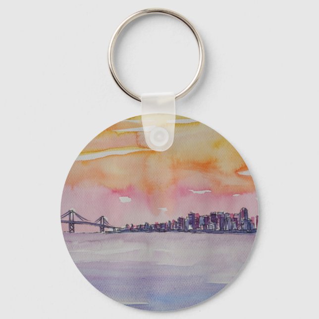 Bay Area Skyline San Francisco With Oakland Bridge Keychain (Front)