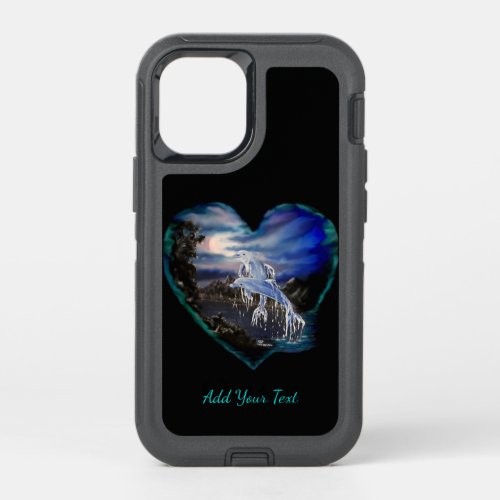 Bay at Night  Dolphin Love  Add Your Text OtterBox Defender iPhone 12 Mini Case