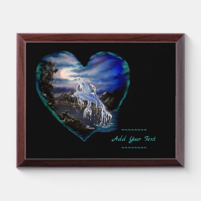 Bay at Night , Dolphin Love Award Plaque (Horizontal)