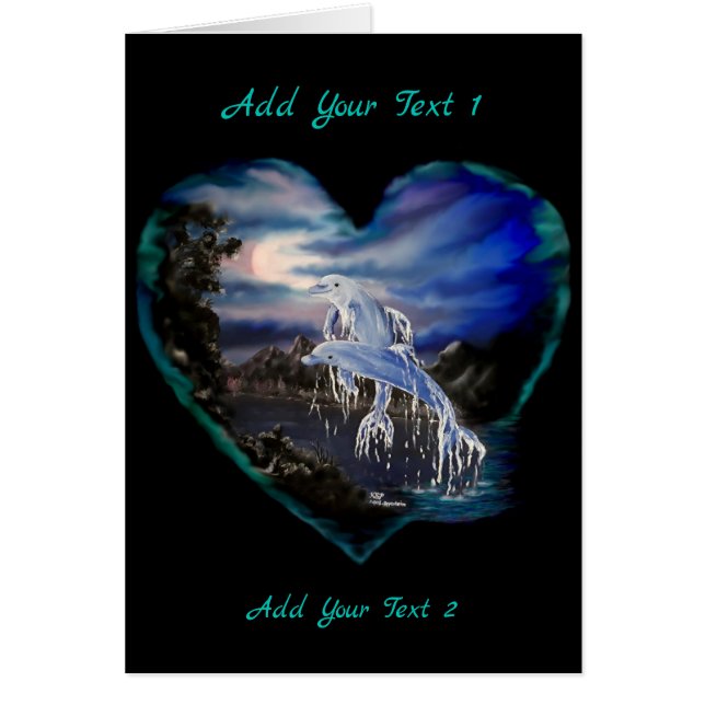 Bay at Night , Dolphin Love Card (Front)