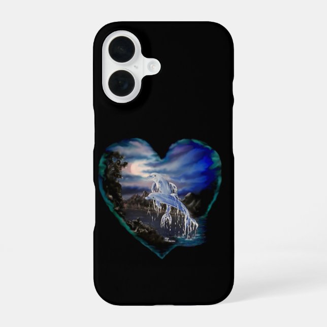 Bay at Night , Dolphin Love iPhone Case (Back)