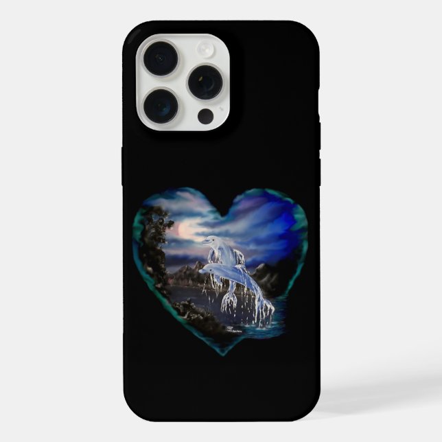 Bay at Night , Dolphin Love iPhone Case (Back)