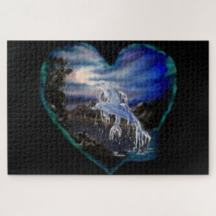 Bay at Night , Dolphin Love Jigsaw Puzzle