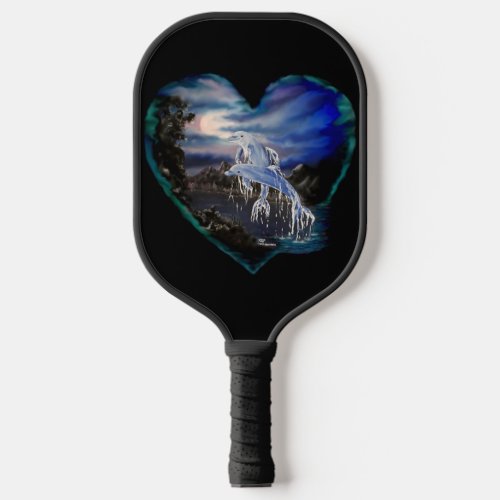 Bay at Night  Dolphin Love Pickleball Paddle