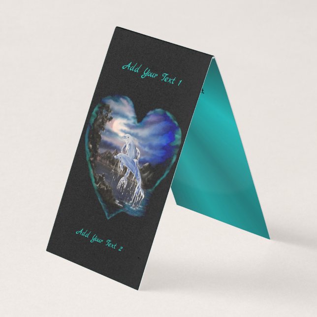Bay at Night , Dolphin Love Place Card (Front)