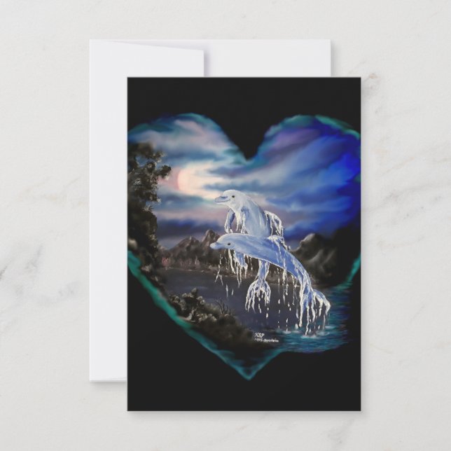 Bay at Night , Dolphin Love RSVP Card (Front)