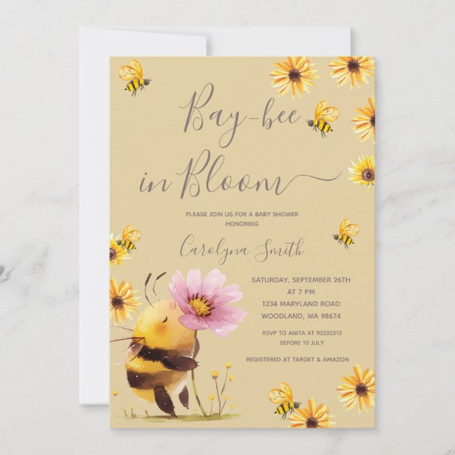 Bay bee in bloom Daisy Flower Baby Shower Invitation (Front)