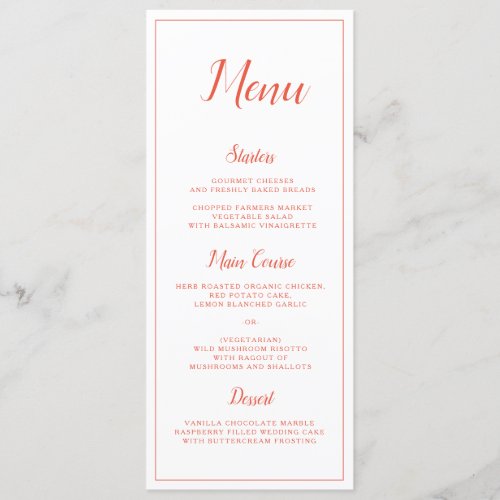 Bay Bridge Wedding Menu