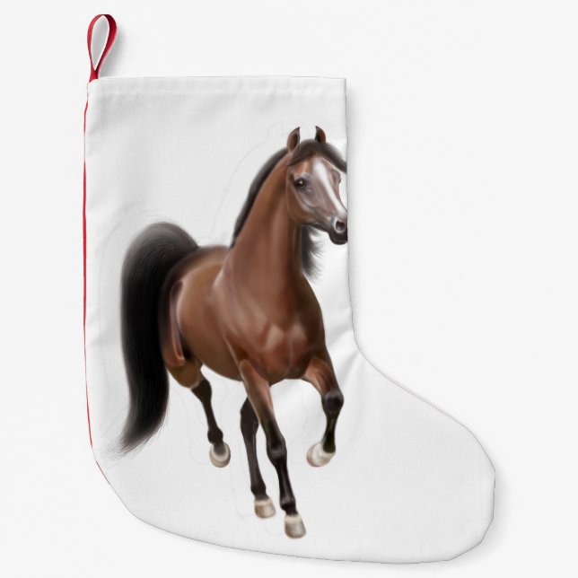 Bay Brown Arabian Horse Christmas Stocking (Front)