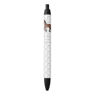 Bay Brown Cute Cartoon Trotting Horse &amp; Name Pen