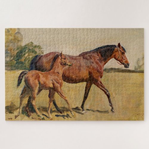 Bay Brown Thoroughbred Mare and Foal Jigsaw Puzzle