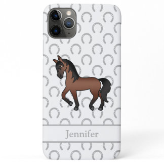 Bay Brown Trotting Horse Cute Cartoon Illustration iPhone 11 Pro Max Case