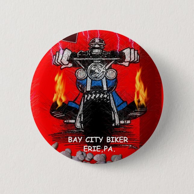 BAY CITY BIKER    (BUTTONS) PINBACK BUTTON (Front)
