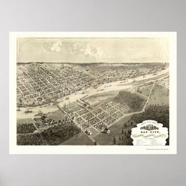Bay City, MI Panoramic Map - 1867 Poster (Front)