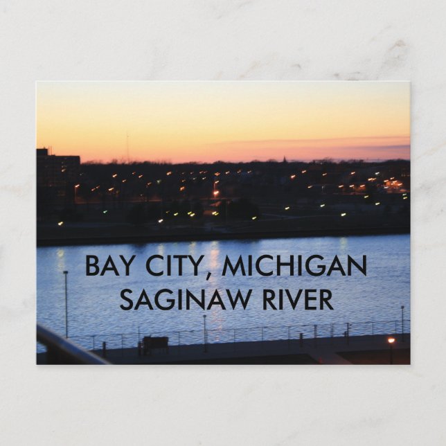 BAY CITY, MICHIGAN SAGINAW RIVER POST CARD (Front)