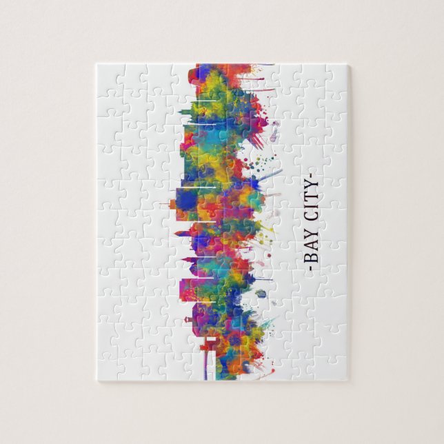 Bay City Michigan Skyline Jigsaw Puzzle (Vertical)