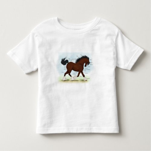 Bay Clydesdale Horse Anatomical Chart Educational Toddler T_shirt