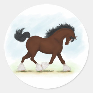 Bay Clydesdale Horse Classic Round Sticker