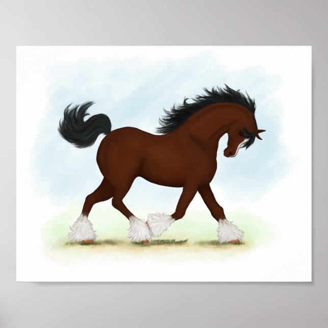 Bay Clydesdale Horse Draft Breed Equestrian Poster (Front)