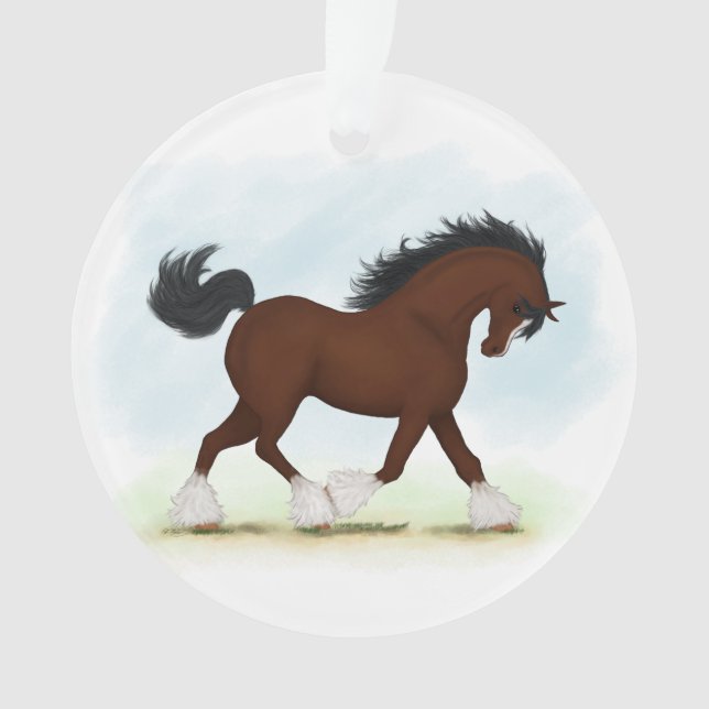 Bay Clydesdale Horse Ornament (Front)