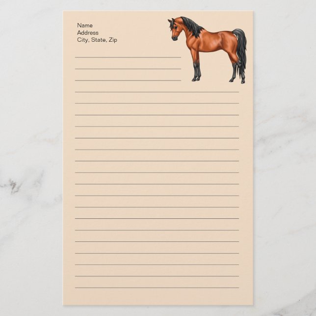 Bay Egyptian Arabian Horse Stationery (Front)