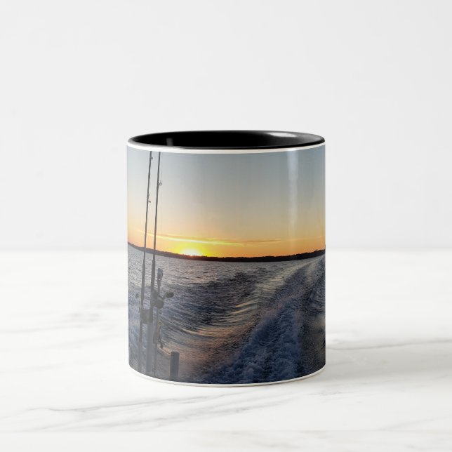 Bay fishing sunrise Coffee Mugs (Center)