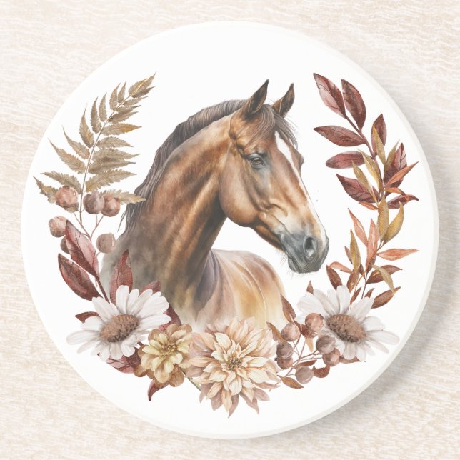 Bay Horse Autumn Wreath Coaster (Front)