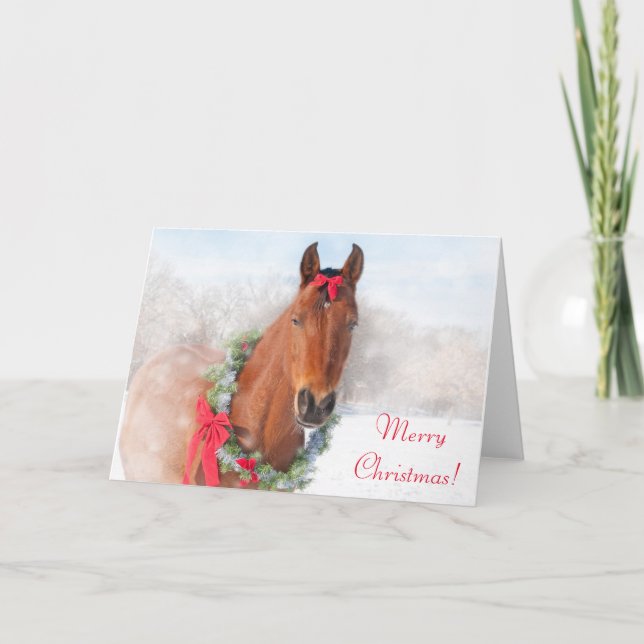 Bay Horse Christmas Holiday Card (Front)