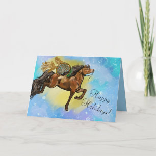 Bay Horse Dreamcatcher Christmas Holiday Card