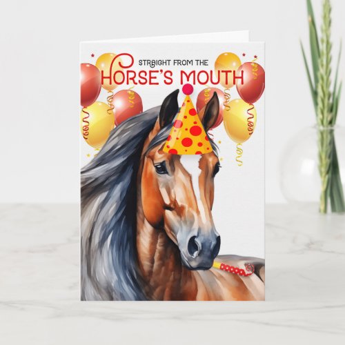 Bay Horse Funny Birthday Card