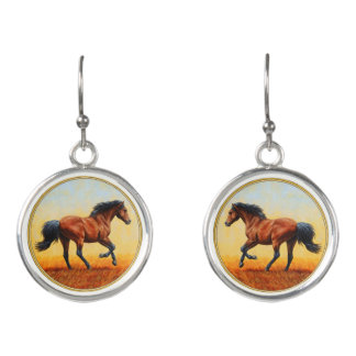 Bay Horse Galloping Earrings